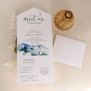 Invitation Tout En Un Rencontrez-Nous Dans La Forêt Boisée Mariage Extér