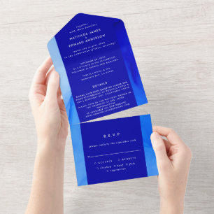 Invitation Tout En Un Réponse abstraite bleu marine picturale pour maria