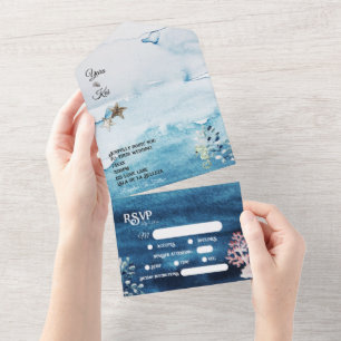 Invitation Tout En Un Restrictions alimentaires de l'océan rustique Mari