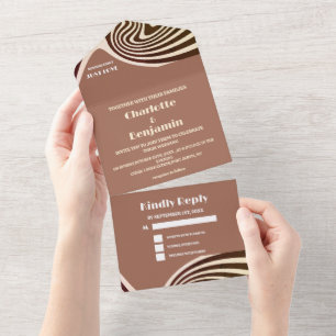 Invitation Tout En Un Retro moderne les années 70 Mariage