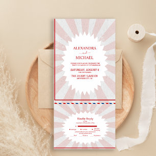 Invitation Tout En Un Retro Super 70's thème Muted Tones Mariage tous