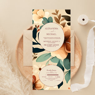 Invitation Tout En Un Rétro Vintage Années Soixante Terre Cuite Mariage