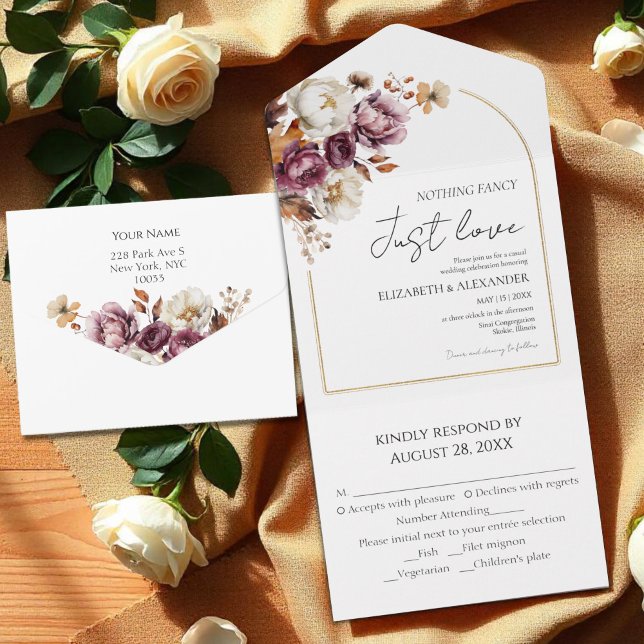 Invitation Tout En Un Rien De Chic | Mariage de automne d'arche florale  (Créateur téléchargé)