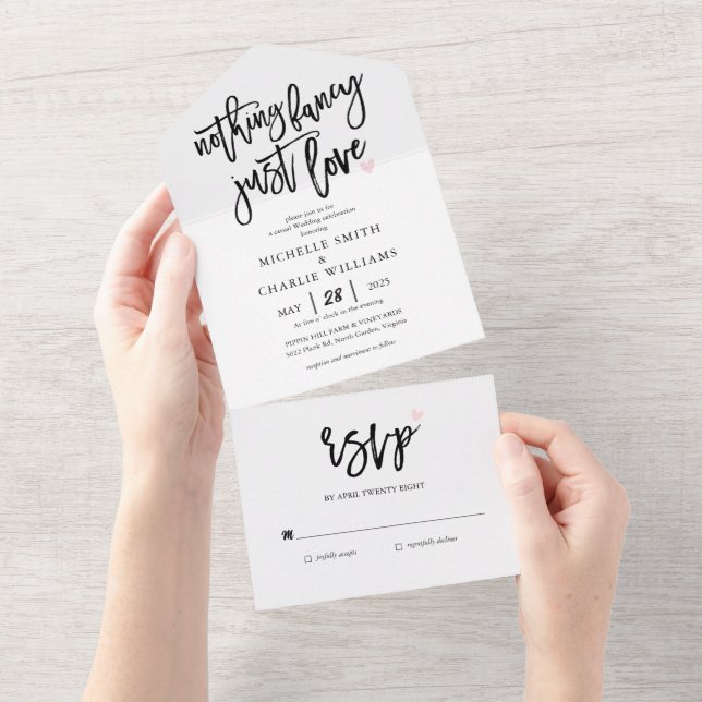 Invitation Tout En Un Rien de fantaisie juste aimer décontracté Mariage  (Déchirure)