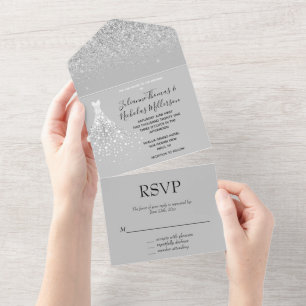 Invitation Tout En Un Robe en diamant blanc Confetti Parties scintillant