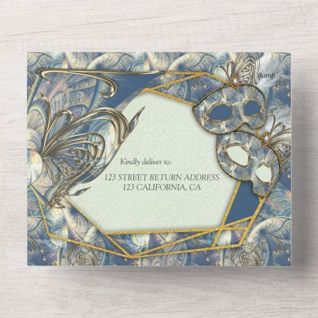 Invitation Tout En Un Rococo Romantique riche tout en un mariage Inviter (Recto)