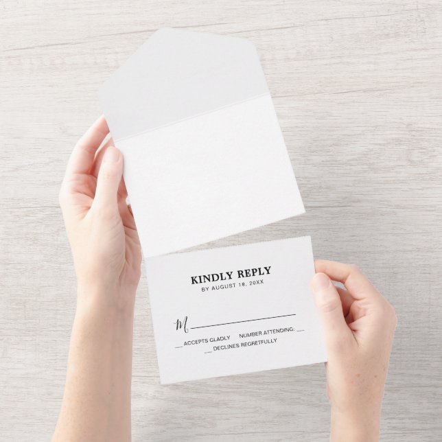 Invitation Tout En Un Romantique Nous faisons Calligraphie Photo Script  (Déchirure)