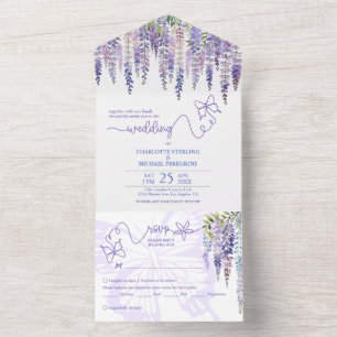 Invitation Tout En Un Romantique Wisteria Garden Mariage avec choix de m