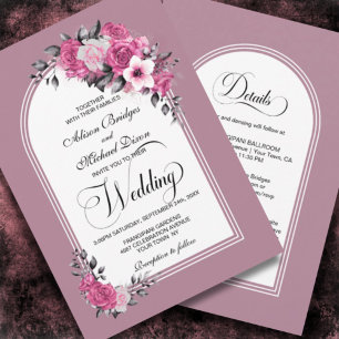 Invitation Tout en un rose Arc Floral Dusty Mariage Rose