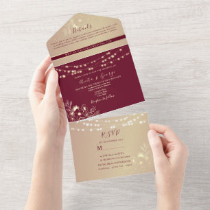 Invitation Tout En Un Rose Gold et Mariage Bourgogne