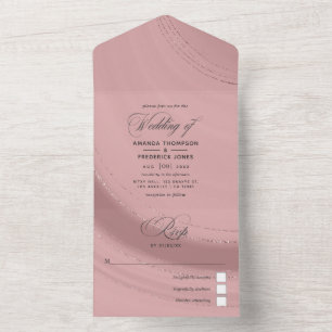 Invitation Tout En Un Rose Gold et Rose Pâle Agate Mariage Tout En Un