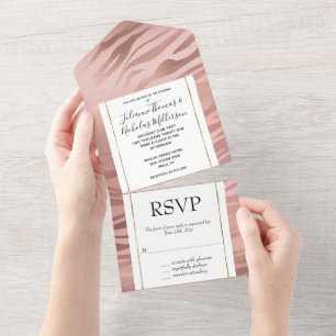 Invitation Tout En Un Rose Gold Zebra Print