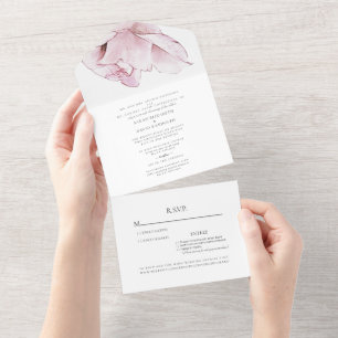 Invitation Tout En Un Rose Rose Blanc Deux Venues Mariage Tout En Un Inv