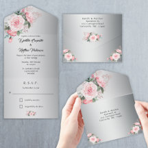 Roses Boho rose et Mariage d'argent métallique