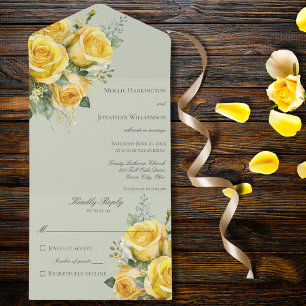 Invitation Tout En Un Roses Jaunes tout en un mariage Inviter