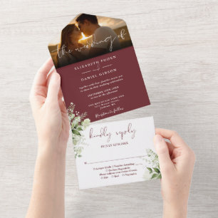Invitation Tout En Un Rosewood Rose Fleurs Mariage Photo