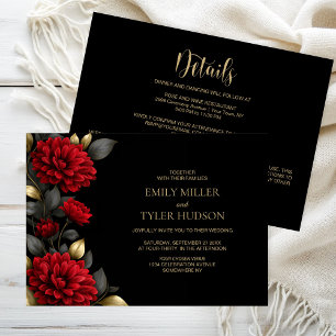 Invitation Tout en Un Rouge Floral Robe de Mariée Noire