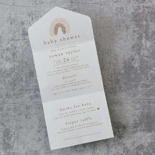 Invitation Tout En Un ROWAN Girl Boho Rainbow Diaper Baby shower de cara