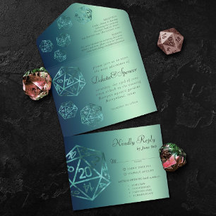 Invitation Tout En Un RPG Luxe   Turquoise Imaginaire en feuilles à tabl