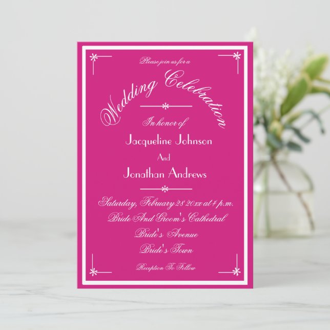 Invitation Tout en un RSVP E-mail Site Web Chic Magenta Maria (Debout devant)
