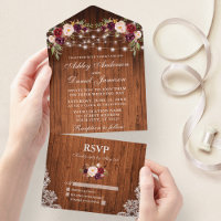Russe Mariage Bourgogne Floral Lumières dentelle e