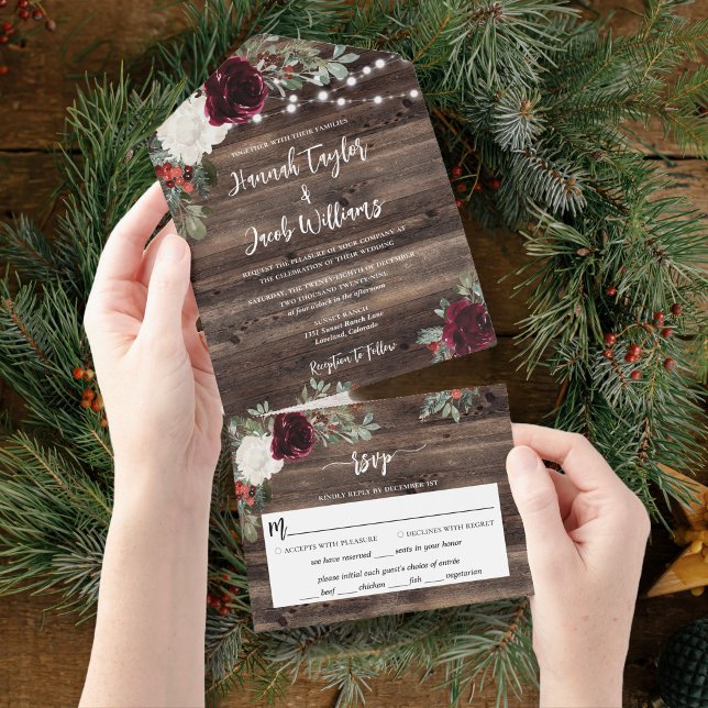 Invitation Tout En Un Russe Noël hiver Bois String Mariage (Créateur téléchargé)