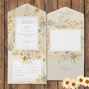 Invitation Tout En Un Rustic Fall Fields Dîner Fleur sauvage