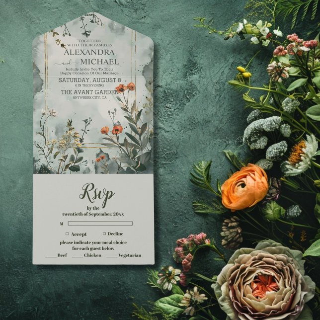 Invitation Tout En Un Rustic Mountain Fleur sauvage Boho Mariage (Créateur téléchargé)