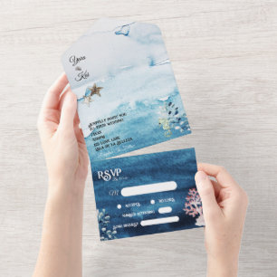 Invitation Tout En Un Rustic Ocean Song Demande RSVP Mariage