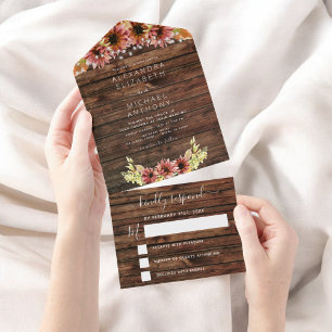 Invitation Tout En Un Rustique automne tournesol automne mariage RSVP