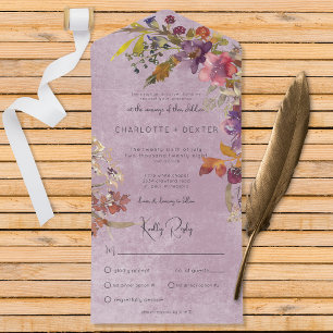 Invitation Tout En Un Rustique Boho Jewel Tone Florals Purple Dîner