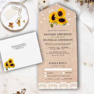 Invitation Tout En Un Rustique Burlap Lace String Lights Mariage de tour