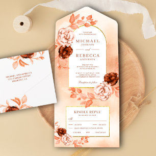 Invitation Tout En Un Rustique Earthy Boho Floral Arch Mariage en terre