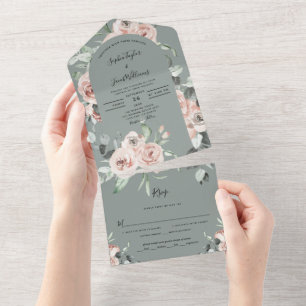 Invitation Tout En Un Rustique Floral Eucalyptus Sage Mariage de verdure