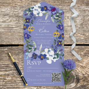 Invitation Tout En Un Rustique Floral Orchidée Périwinkle Code QR