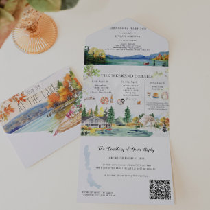 Invitation Tout En Un Rustique Mariage du lac d'automne
