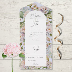 Invitation Tout En Un Rustique Pastel Hydrangeas Periwinkle Arch Pas de 