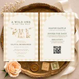 Invitation Tout en Un Safari Wild One Baby Shower