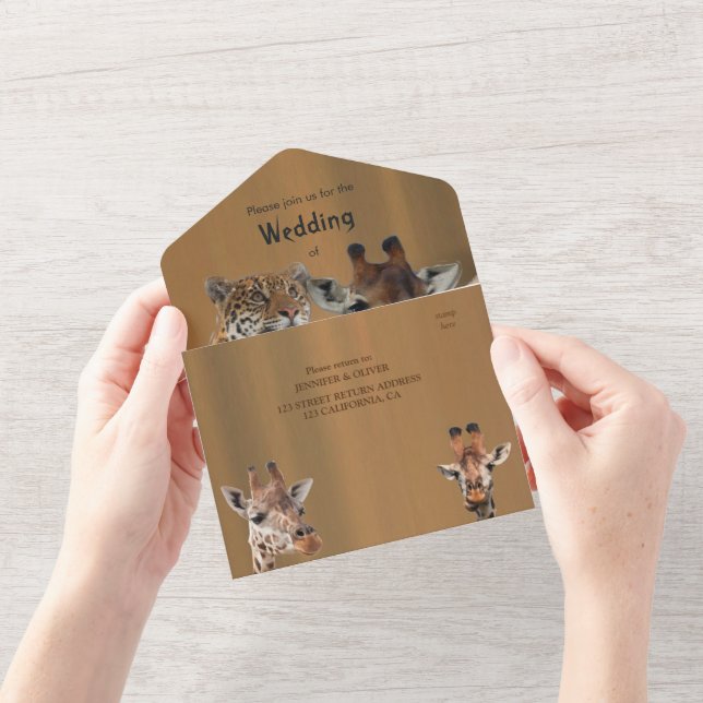 Invitation Tout En Un Safari Wildlife All in One Wedding Inviter (Ouverture)