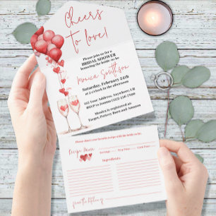 Invitation Tout En Un Salutations pour l'amour Fête des mariées des Coeu