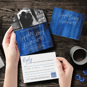 Invitation Tout En Un Sapphire Mariage 45ème photo code QR option RSVP