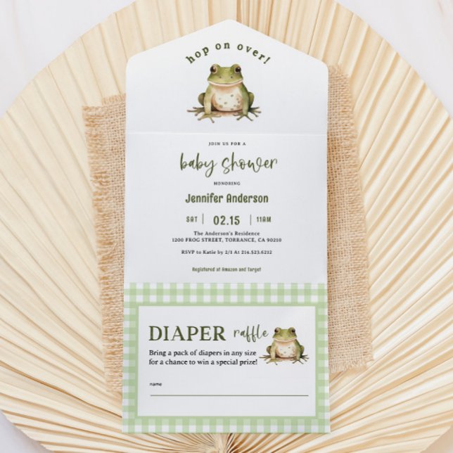 Invitation Tout En Un Sauter sur le Baby shower de grenouille (Créateur téléchargé)