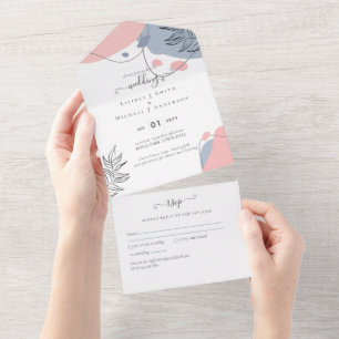 Invitation Tout En Un Scandinave Japandi Moderne Mariage Abstrait