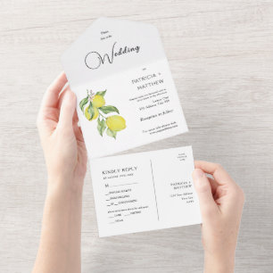 Invitation Tout En Un Sceau Mariage citron D'Été Et Envoyer