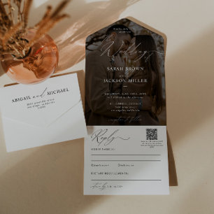 Invitation Tout En Un Script moderne simple et élégant Mariage de code Q