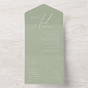 Invitation Tout En Un Script Whimsical   Sage Sceau vert et envoi