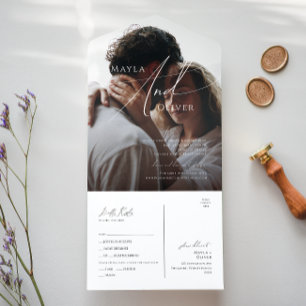 Invitation Tout En Un Script Whimsical Sceau photo Décontracté et envoye