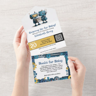 Invitation Tout En Un Se préparer pour bébé et livres - Robot