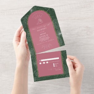 Invitation Tout En Un Seashell Palm Tree Beach Mariage RSVP Tout en un I