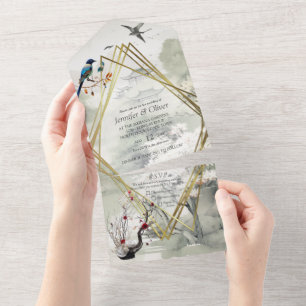 Invitation Tout En Un Serene Tranquillité thème japonais